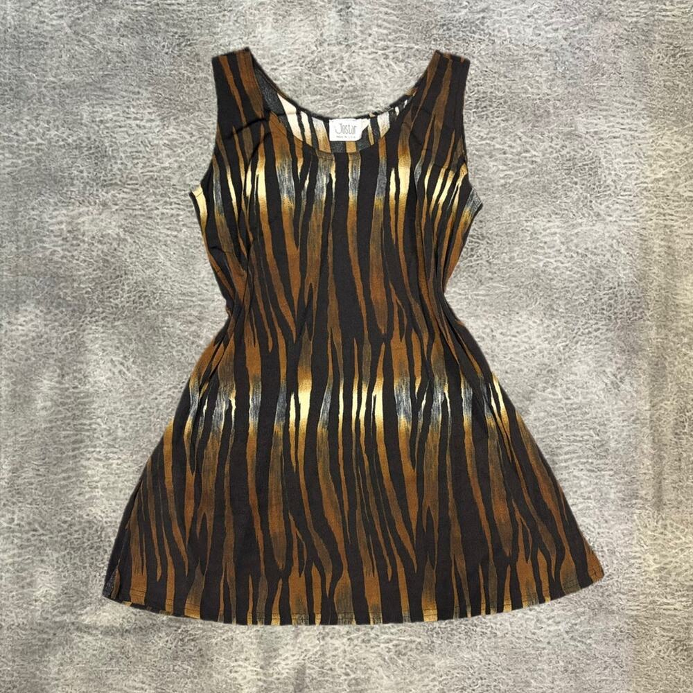Vintage Brown Animal Print Mini Dress